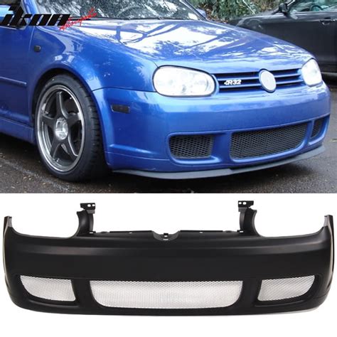 Compatible With 99 05 Volkswagen Golf Mk4 R32 Style Front Bumper Cover Unpainted Steel Mesh