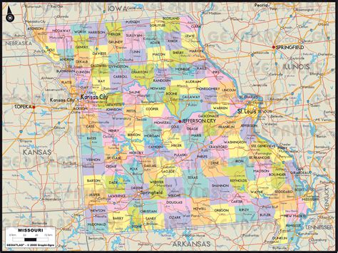 Missouri Counties Map With Cities