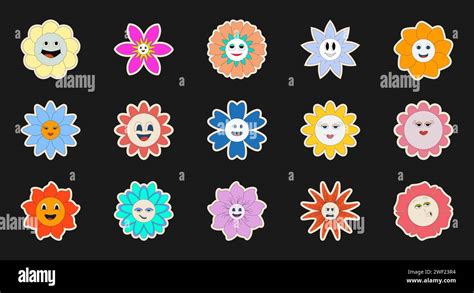 Y2k Stickers Pack Funny Retro Different Flowers Collection Different