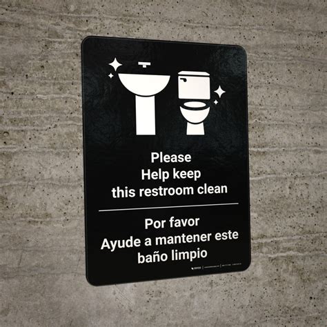 Keep Restroom Clean Bilingual Spanish With Icon Wall Sign