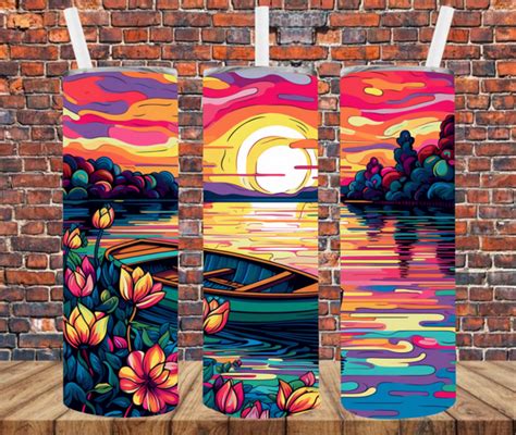 Abstract Neon Canoe Tumbler Wrap Sublimation Transfers Crafty Bucks