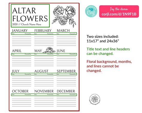 Church Flowers Poster 11x17 And 24x36 Altar Etsy