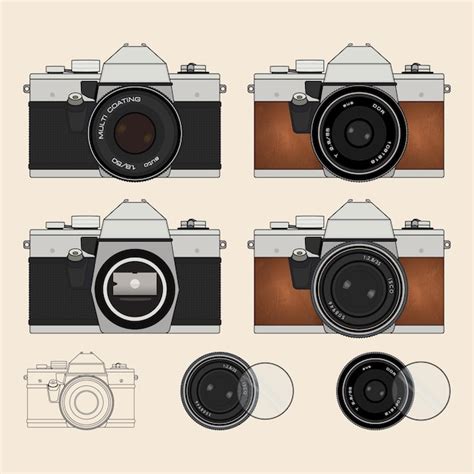 Premium Vector Old Film Camera Vector Technical Illustration 12