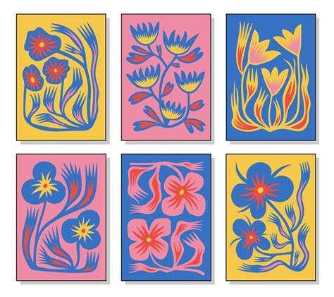 Bouquets Of Flowers Drawing Style Colorful Illustrations Of Flowers