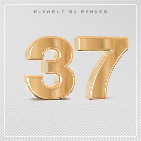 Premium PSD | 37 number golden 3d render