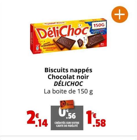 Promo Biscuits Nappés Chocolat Noir Délichoc chez Coccimarket