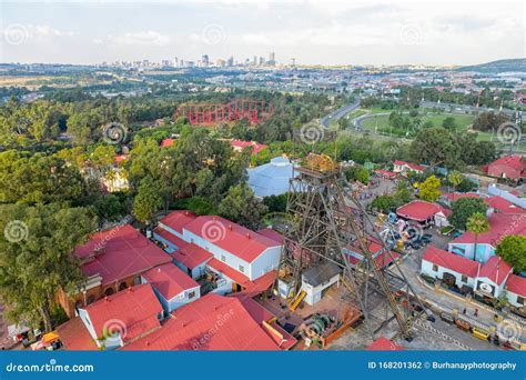 Aerial View of Gold Reef City Theme Park and Johannesburg City , South ...