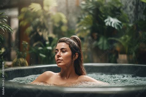 Sensual Hydrotherapy A Naked Woman Indulging In A Relaxing