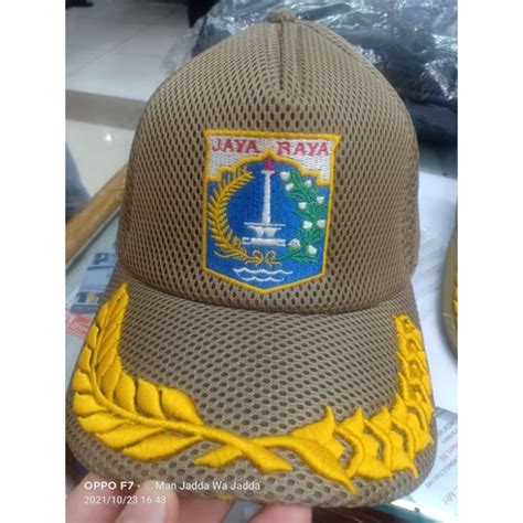 Jual Topi Jaring Pemprov Dki Jaya Raya Logo Padi Kapas Plus Bordir Nama