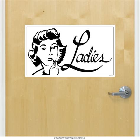 Ladies Restroom Vintage Style Wall Decal Retro Planet