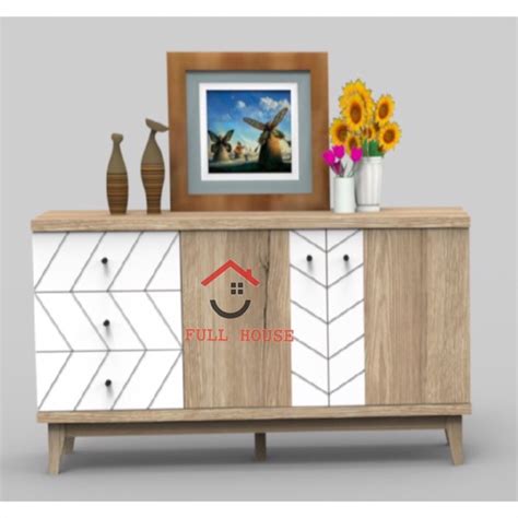 Jual Buffet Credenza Sideboard Meja Samping Serbaguna Sonoma White