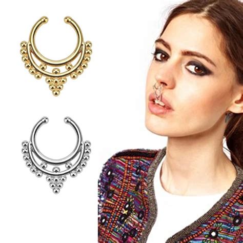 Surgical Steel Titanium Gold Silver Plated Fake Nose Ring Fake Septum