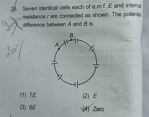 Seven Identical Cells Each Of Emf E And Internal In Resistance R Are C