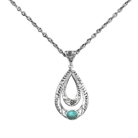 Turquoise And Silver Teardrop Necklace