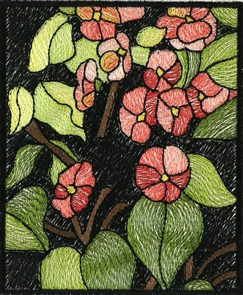 Bfc0914 Stained Glass Hollyhock Triptych