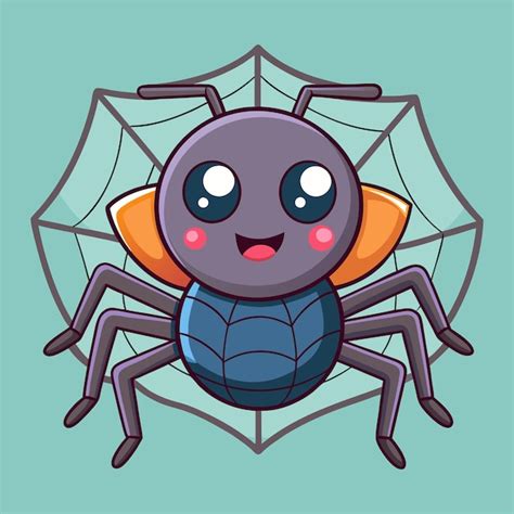 Premium Vector Cute Spider With Net Cartoon Illustration