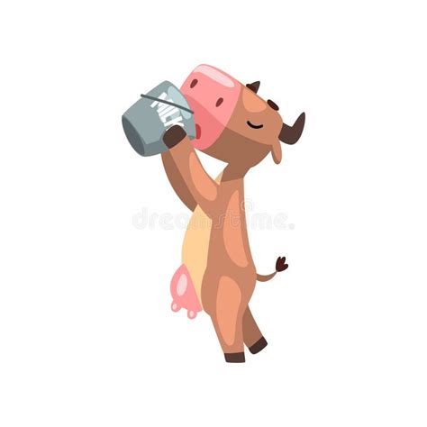 Funny cow drinking milk stock vector. Illustration of farm - 22867194