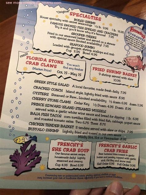 Online Menu Of Frenchys Original Cafe Restaurant Clearwater Beach