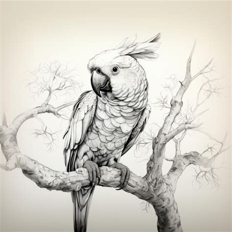 Premium Photo | A drawing of a bird on a tree with a drawing of a bird ...