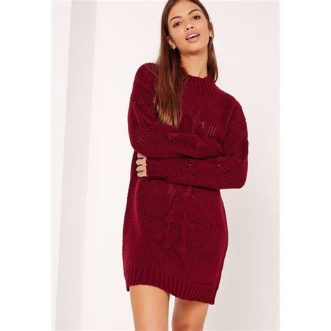 Stylish Burgundy Cable Knit Mini Dress