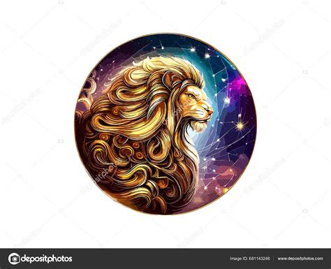 Leo Zodiac Sign Golden Cosmic Style Zodiac Leo Cercle Png Stock Vector