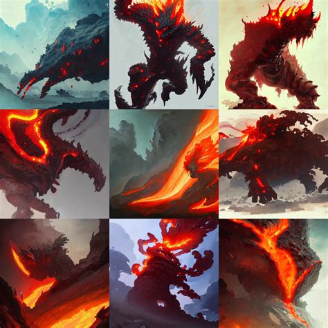 KREA Concept Art Of A Lava Elemental Highly Detailed Painting By