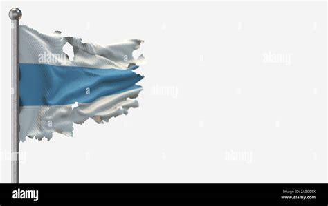 Tucuman 3d Tattered Waving Flag Illustration On Flagpole Isolated On