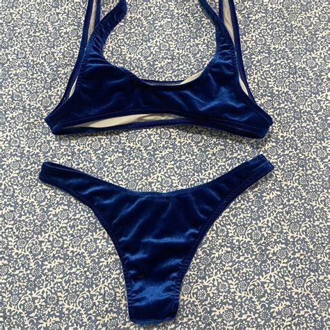 Blue Velvet Bikini Set Super Cute In Great Depop