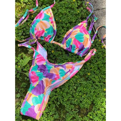 Print Bikinis Bordered Bikini Set String Swimwear Women Swimsuit Sexy Beachwear Brazilian