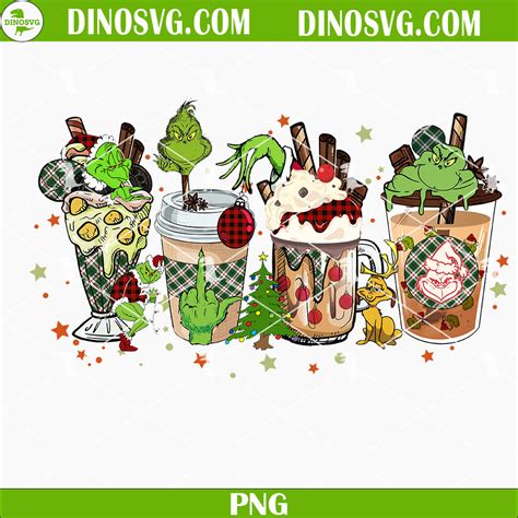 Grinch Coffee Cups PNG Christmas Sublimation Designs Christmas PNG