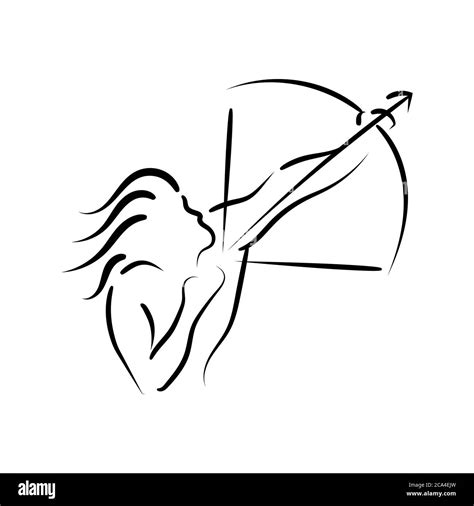 Abstract Outline Of Warrior Archer Silhouette Design Image Vector