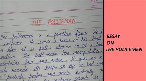 Write An Essay On The Policeman In English Essay Writing Short Essays