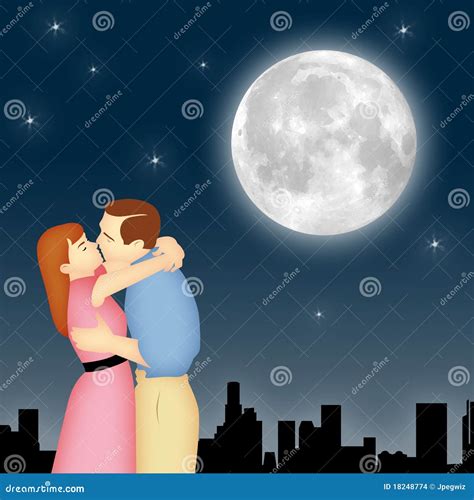 Moonlight Couple stock illustration. Illustration of loving - 18248774