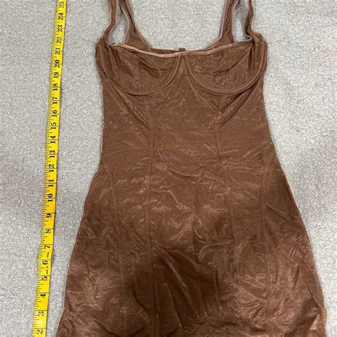Skims Mesh Sheer Dress Lingerie Metallic Brown Bron Gem