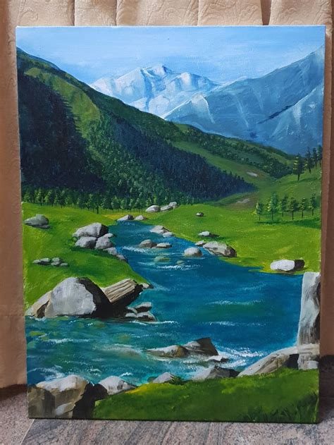 Sonamarg, Kashmir, India #Acrylicpainting Samskriti's | Dipinti ...