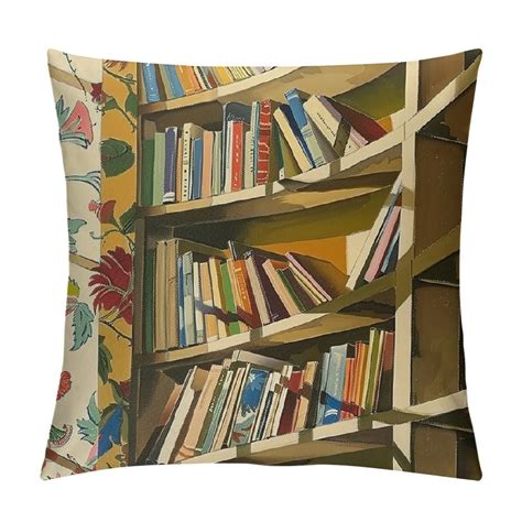 Patifu Bookcase Throw Pillow Cover X Inch Library Bookshelf Pillow