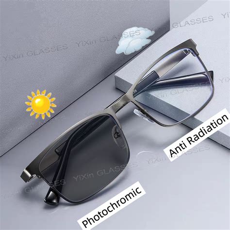 High Quality Photochromic Anti Radiation Metal Glasses Square Frame