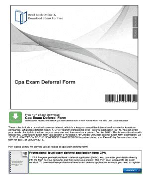 Fillable Online Cpa Exam Deferral Form Mybooklibrary Fax Email