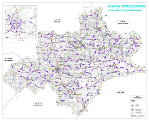 Mapa sieci dróg powiatowych Zarząd Dróg Powiatowych w Tomaszowie