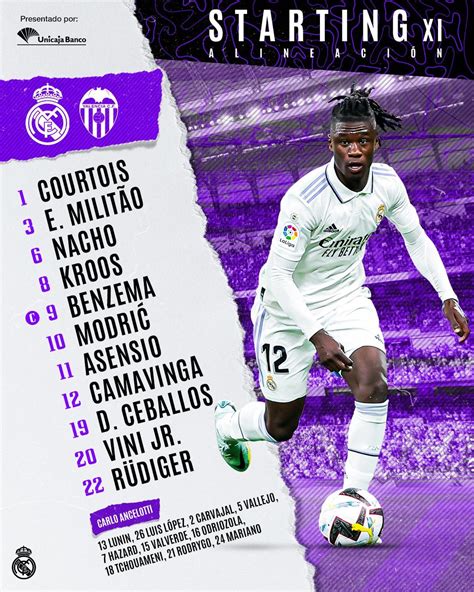 Starting XI vs Valencia : r/realmadrid