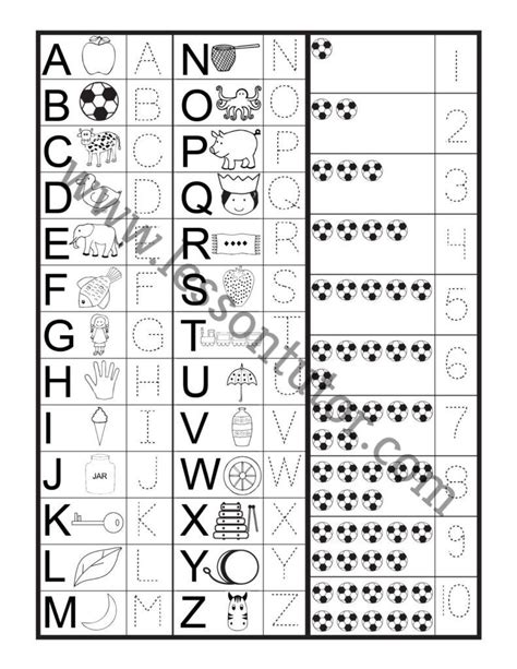 Letters, Numbers and Shapes Tracing Worksheet Preschool - 2 - Lesson Tutor