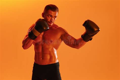 Man Bodybuilder Boxer Muscle Workout With Naked Torso Advertising