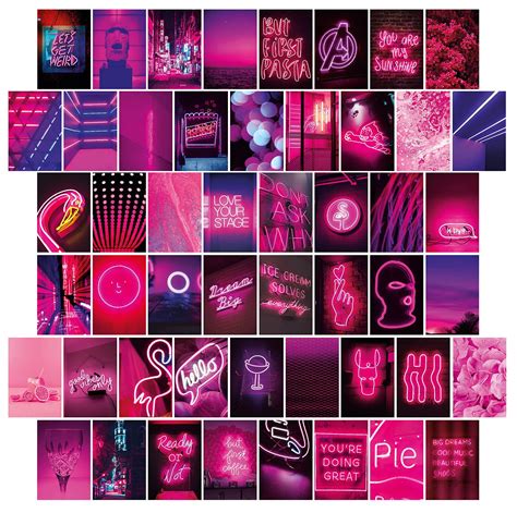 Buy Deepb Neon Pink Neon Purple Wall Collage Kit Aesthetic Pictures 50