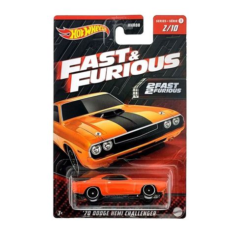Masinuta Metalica Hot Wheels Dodge Hemi Challenger Fast Furious Portocaliu EMAG Ro