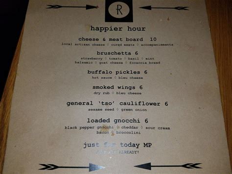 Menu at Revival Social Club, York, 19 N George St