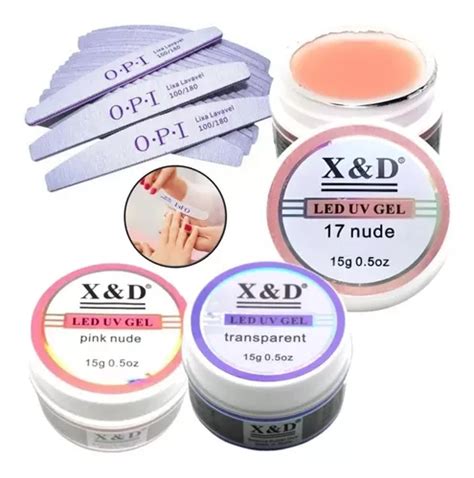 Kit 3 Gel X D Uv Led 15g Pink Nude Transparente Unha Parcelamento