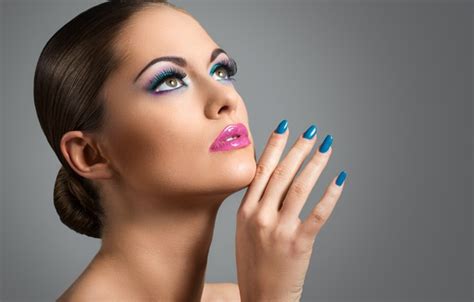 Wallpaper Girl Brunette Make Up Painted Nails For Mobile And Desktop Section