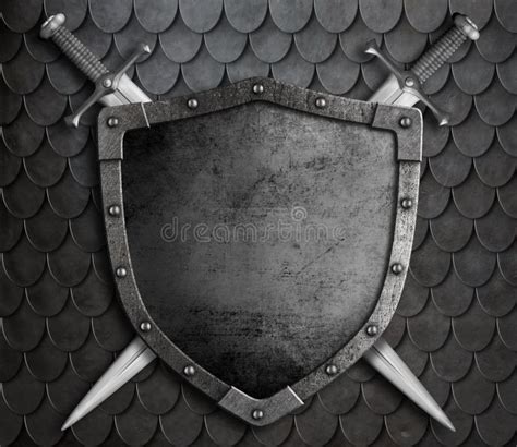 Medieval Shield With Two Crossed Swords Over Stock Image Image 49119589