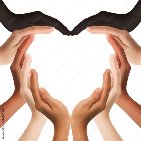 Multiracial Human Hands Making A Heart Shape Stock Photo Adobe Stock