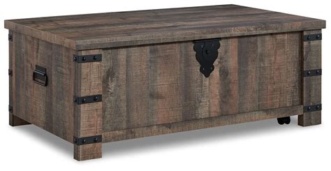 Ashley Furniture Hollum Rustic Brown Lift Top Cocktail Table Ez